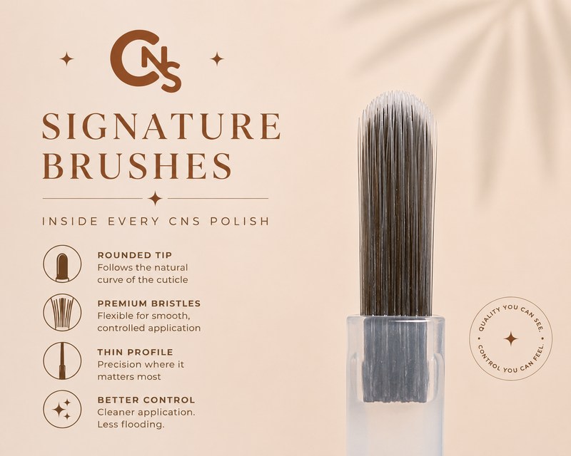 CNS Signature Cuticle Curve Brush — inside every CNS Gel Polish bottle