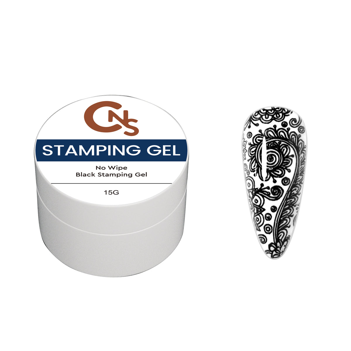 No Wipe Black Stamping Gel for Nail Art 15g | Grabs Chrome | Hema Free
