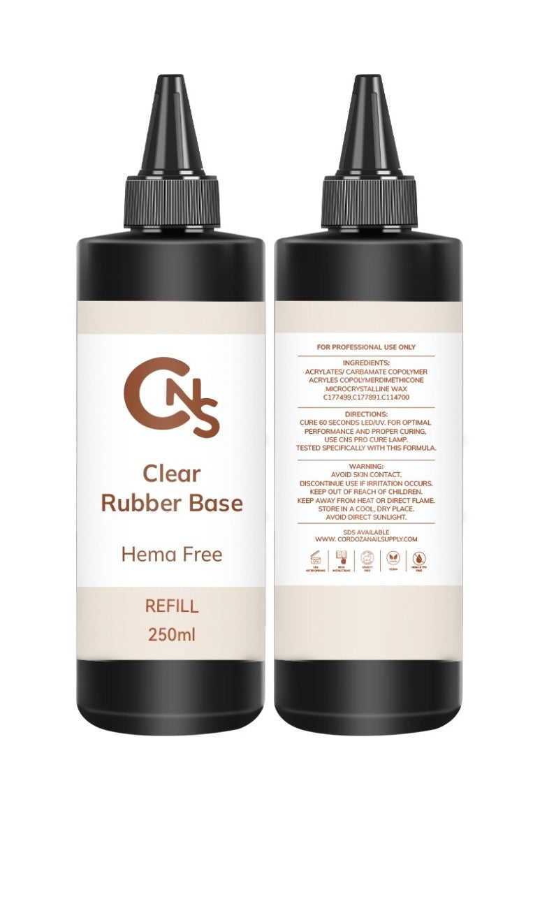 Clear Rubber Base Gel Refill 250ml.