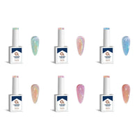 6pc Rainbow Holographic Cateye Hema Free Gel Polish - Goddesses of the Deep - Cordoza Nail Supply