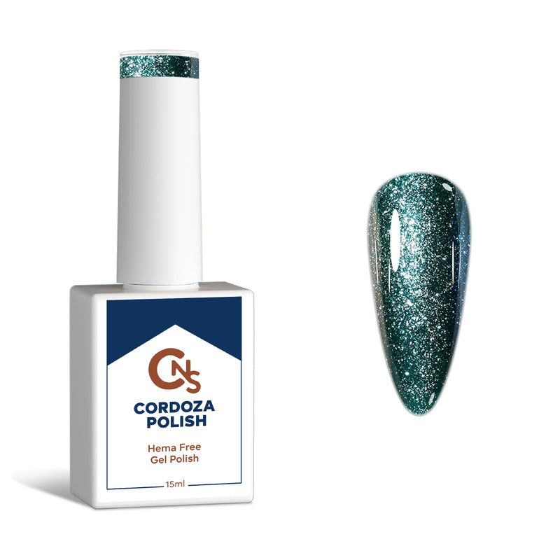 Deep Evergreen - CNS Hema Free Metallic Sparkle Gel Polish.