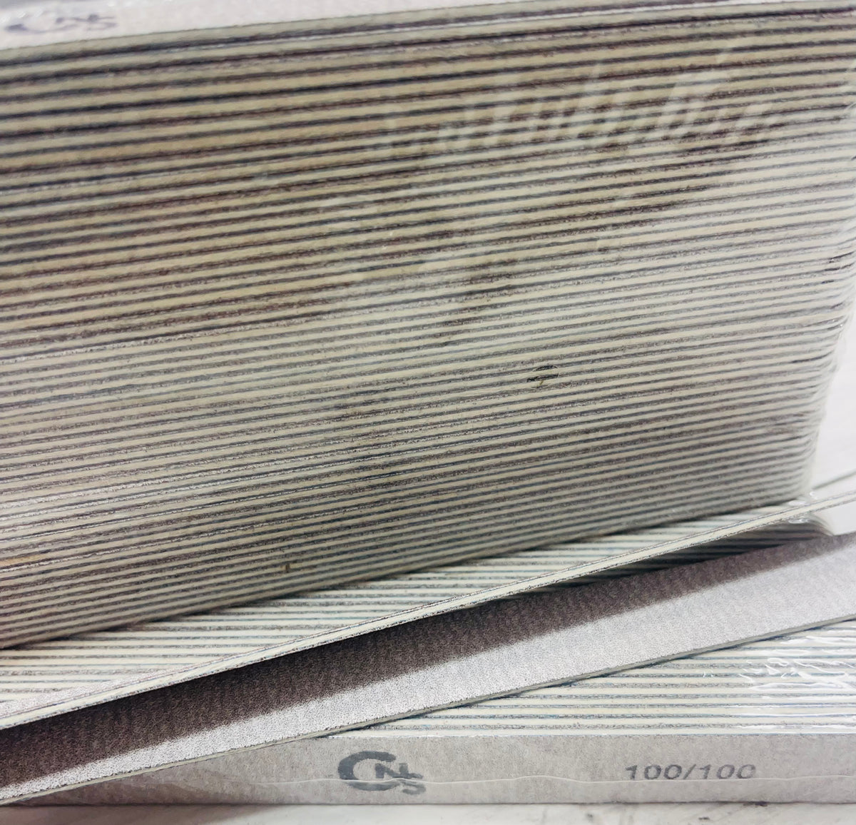 100/100 Grit Ultra-Thin Zebra Nail File – Disposable, Wooden Core 50pk