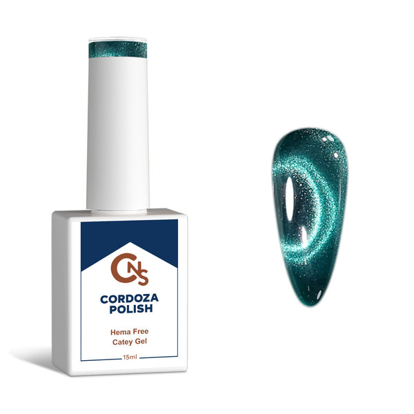 Glazed Emerald - CNS Hema Free Chrome Attract Cateye Gel Polish.