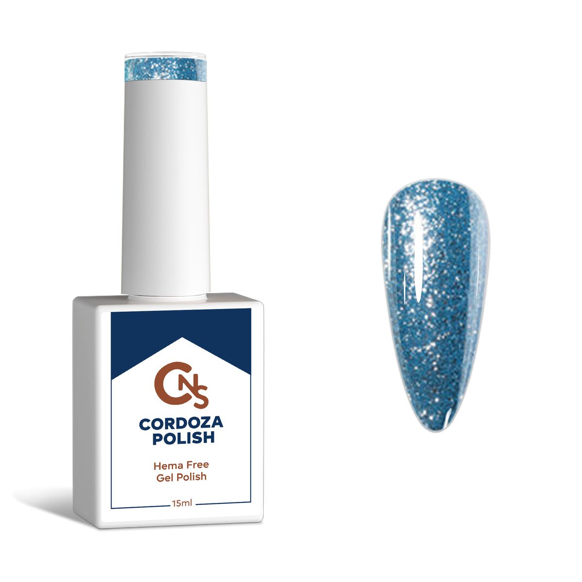Heirloom Blue - CNS Hema Free Metallic Sparkle Gel Polish.