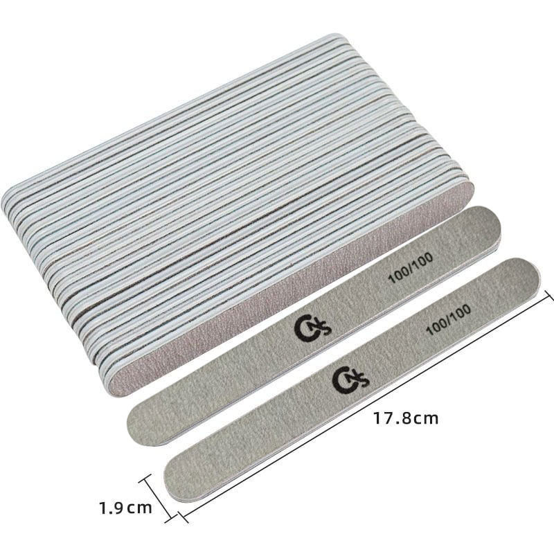 100/100 Grit Ultra-Thin Zebra Nail File – Disposable, Wooden Core 50pk