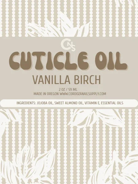 Vanilla Birch Cuticle Oil 2oz Dropper - Cordoza Nail Supply