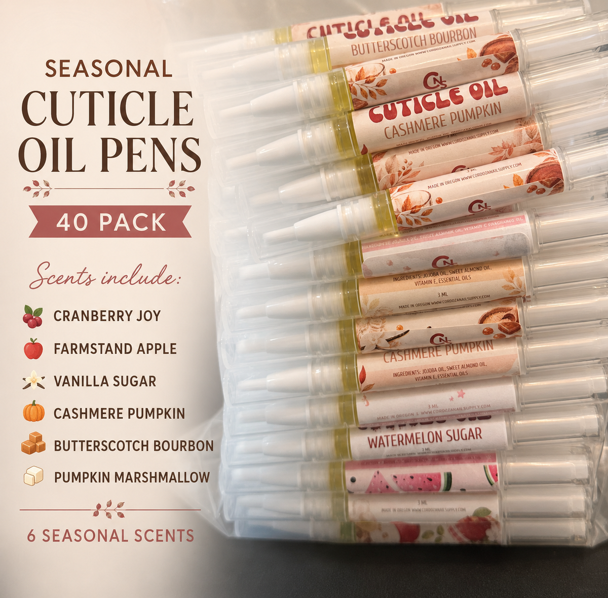 40pk Cuticle Oil Pen Assortment.