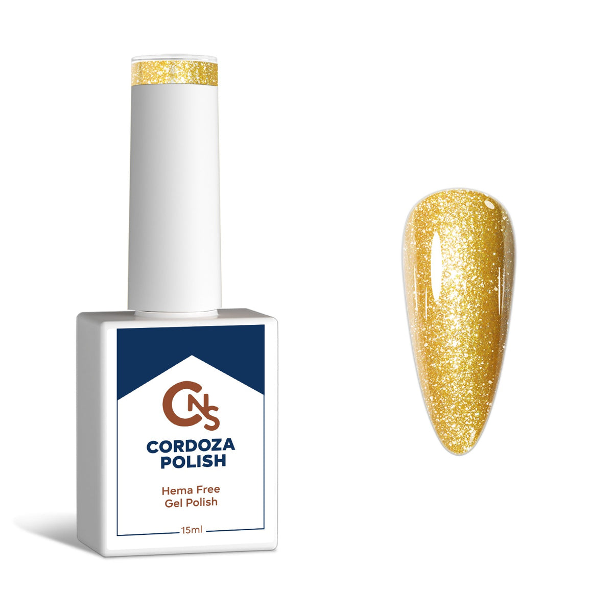 Sunlit Honey - CNS Hema Free Metallic Sparkle Gel Polish.