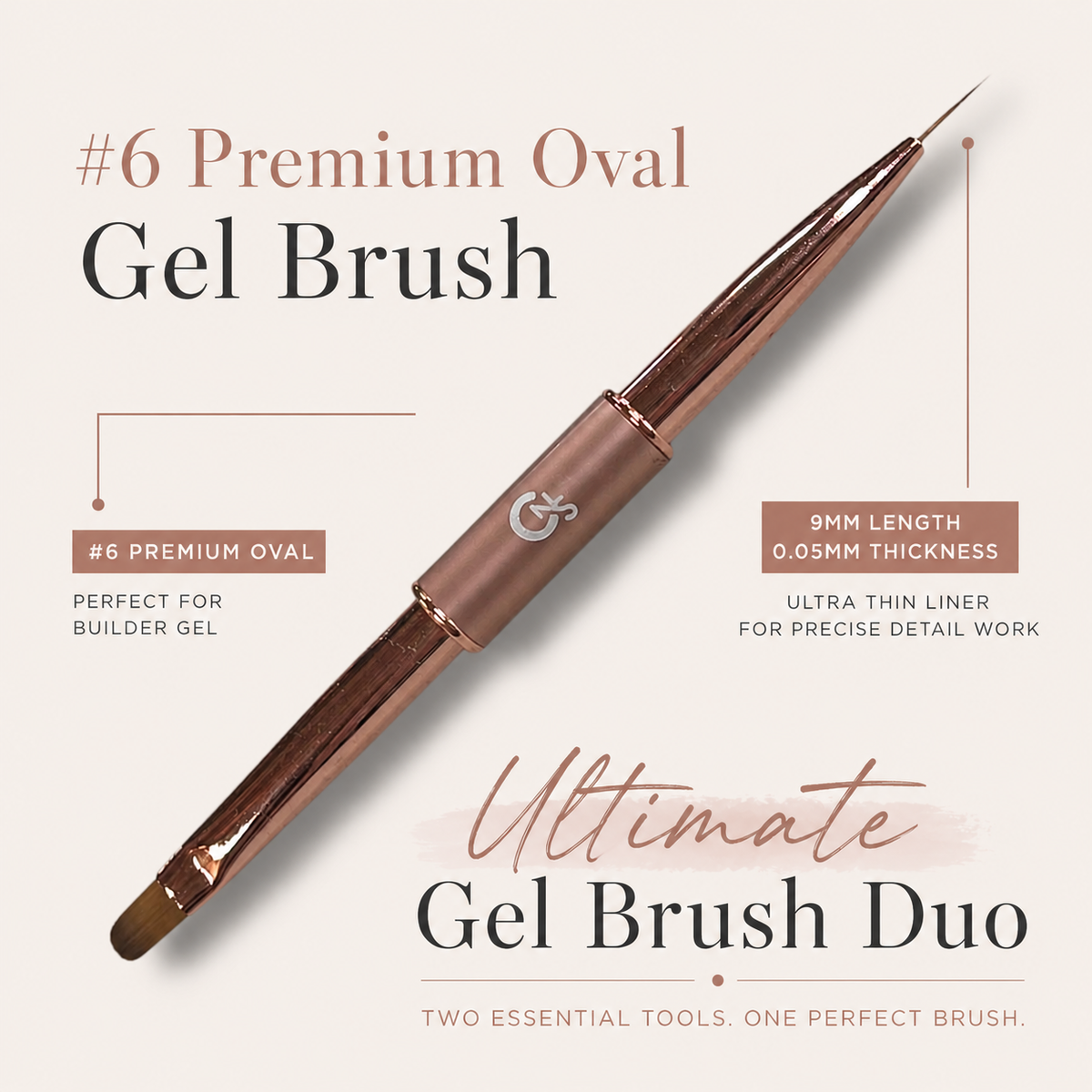 CNS Ultimate Gel Brush Duo | Liner & #6 Oval Gel Brush.