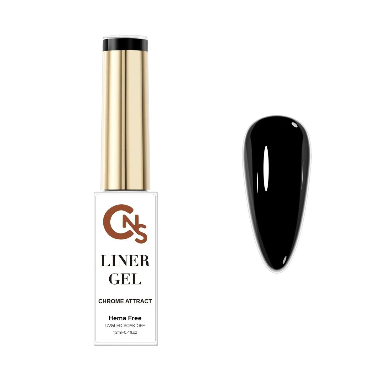 Black Chrome Attract Liner - CNS Hema Free Gel Polish + Top - Cordoza Nail Supply
