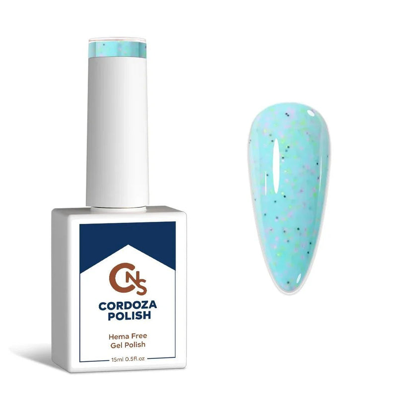 Blue Confetti - CNS Hema Free Speckle Gel Polish - Cordoza Nail Supply
