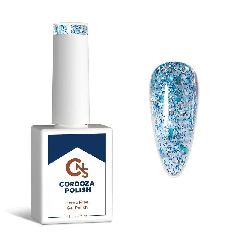 Blue Crushin - CNS Hema Free Glitter Gel Polish - Cordoza Nail Supply