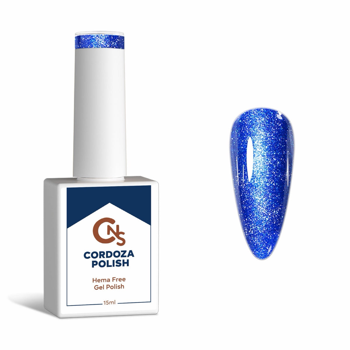 Blue Razzle - CNS Hema Free Metallic Sparkle Gel Polish.