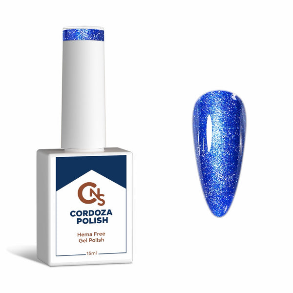 Blue Razzle - CNS Hema Free Metallic Sparkle Gel Polish.
