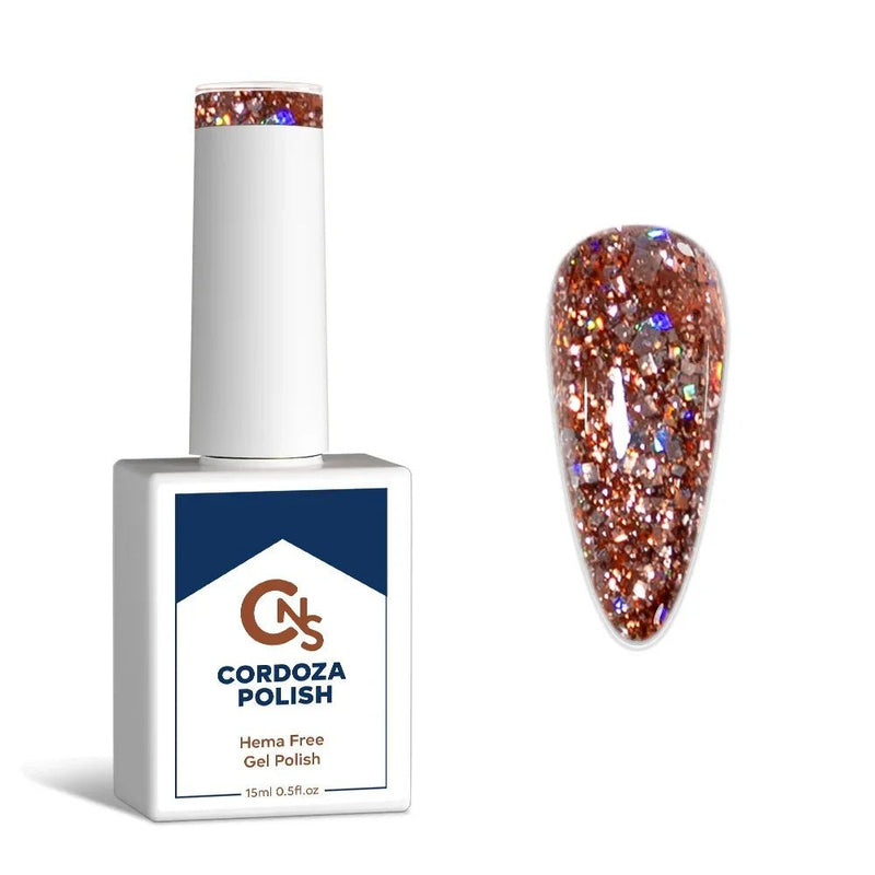 Bronzed Up - CNS Hema Free Glitter Gel Polish - Cordoza Nail Supply