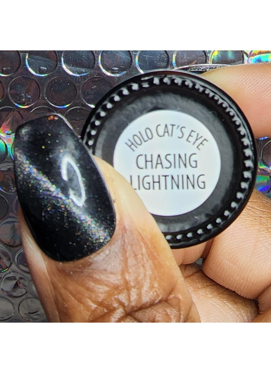 Chasing Lightning - Holo Cats Eye Gel Polish - Cordoza Nail Supply
