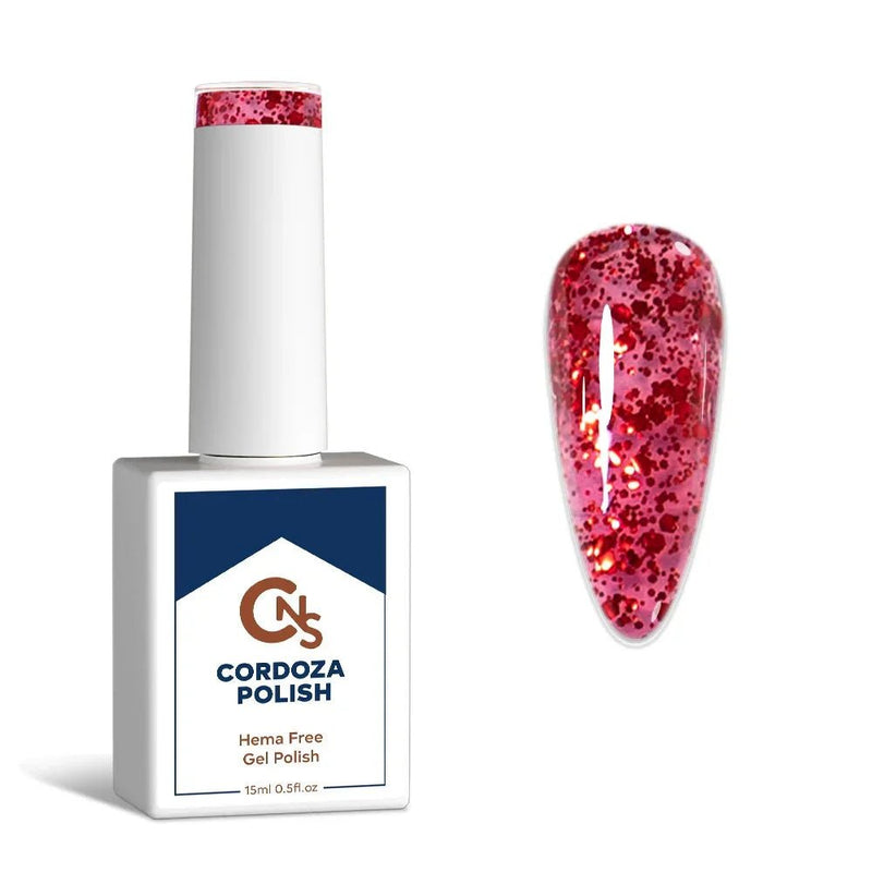 Cherry Rush - CNS Hema Free Glitter Gel Polish - Cordoza Nail Supply