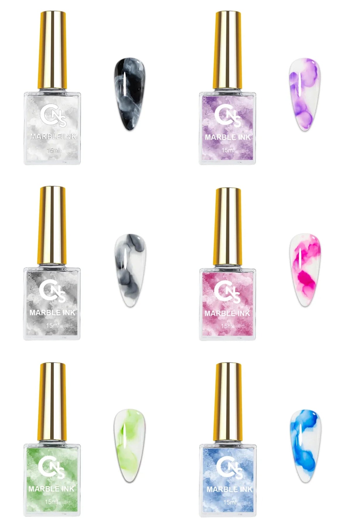 CNS Marble Inks 6pc - Cordoza Nail Supply