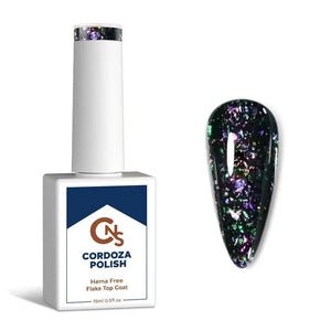 Mardi Gras Flake Top Coat -  CNS Hema Free Gel Polish.