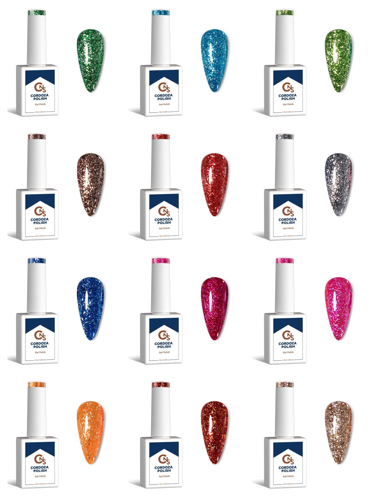 Metallic Sparkle 12pc Collection - Cordoza Nail Supply