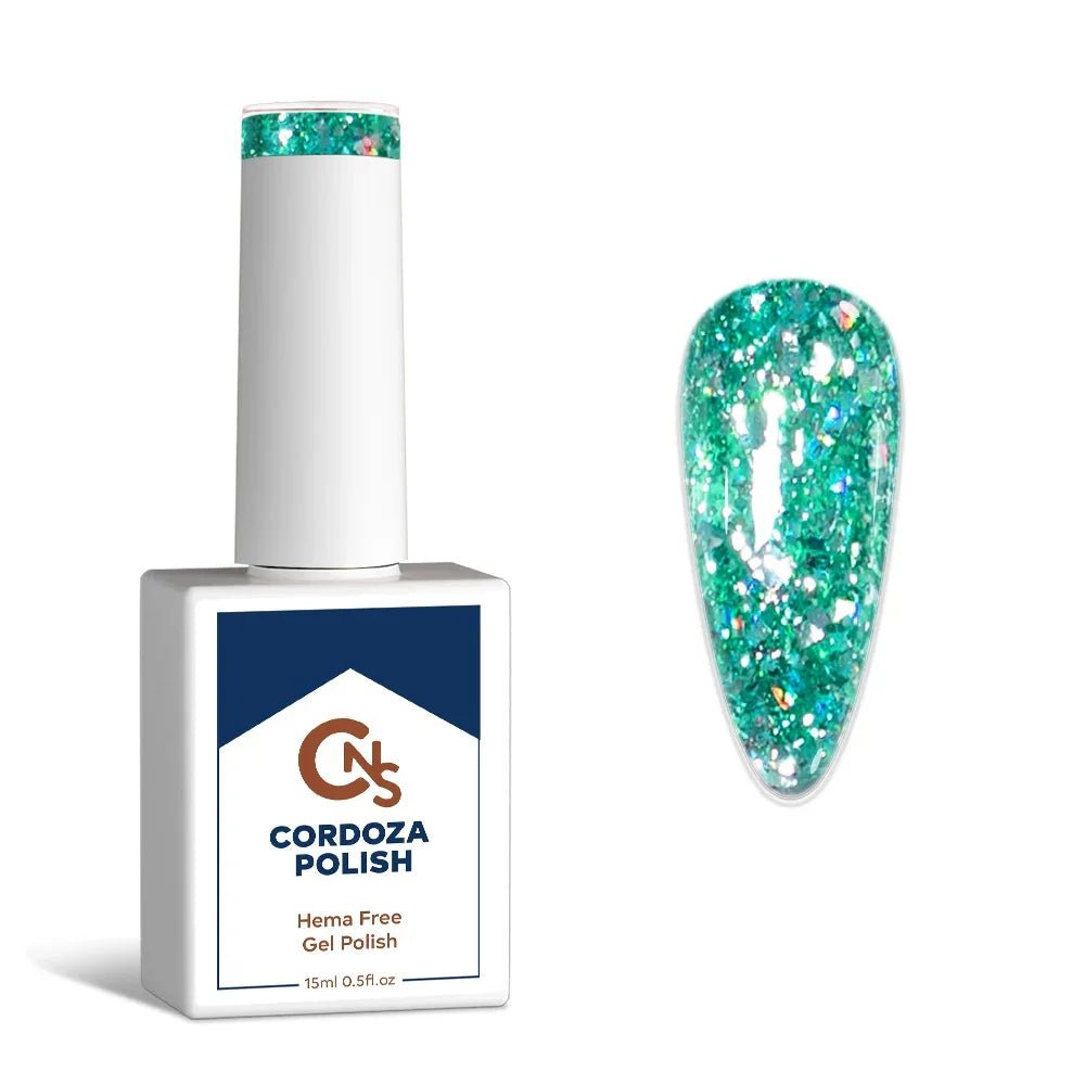Poolside Hologlam - CNS Hema Free Glitter Gel Polish - Cordoza Nail Supply