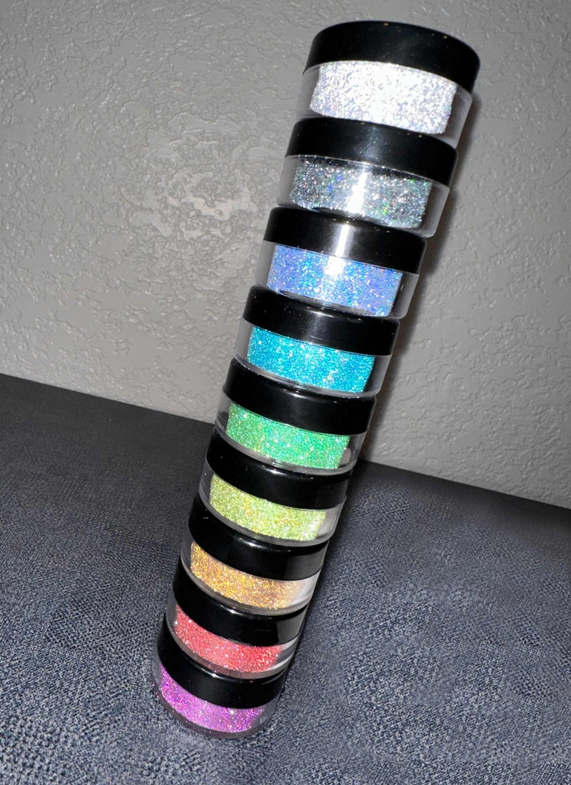 Set of 9 Reflective Holo Glitters - Cordoza Nail Supply