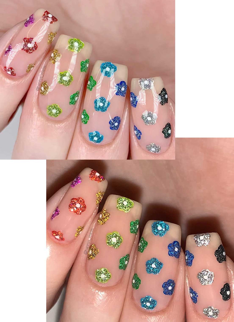 Set of 9 Reflective Holo Glitters - Cordoza Nail Supply
