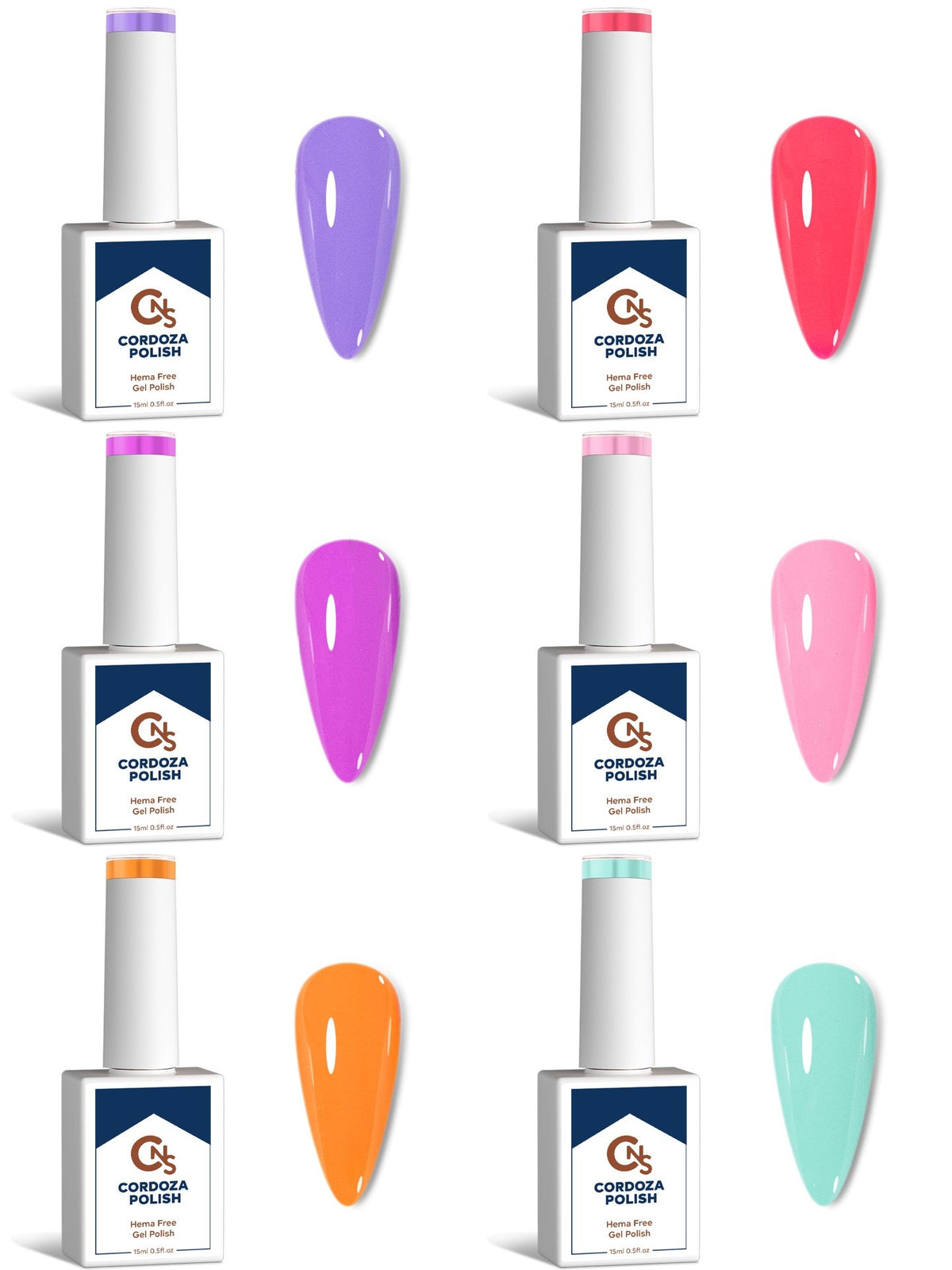 Summer Punch 6pc Collection - CNS Hema Free Gel Polish - Cordoza Nail Supply