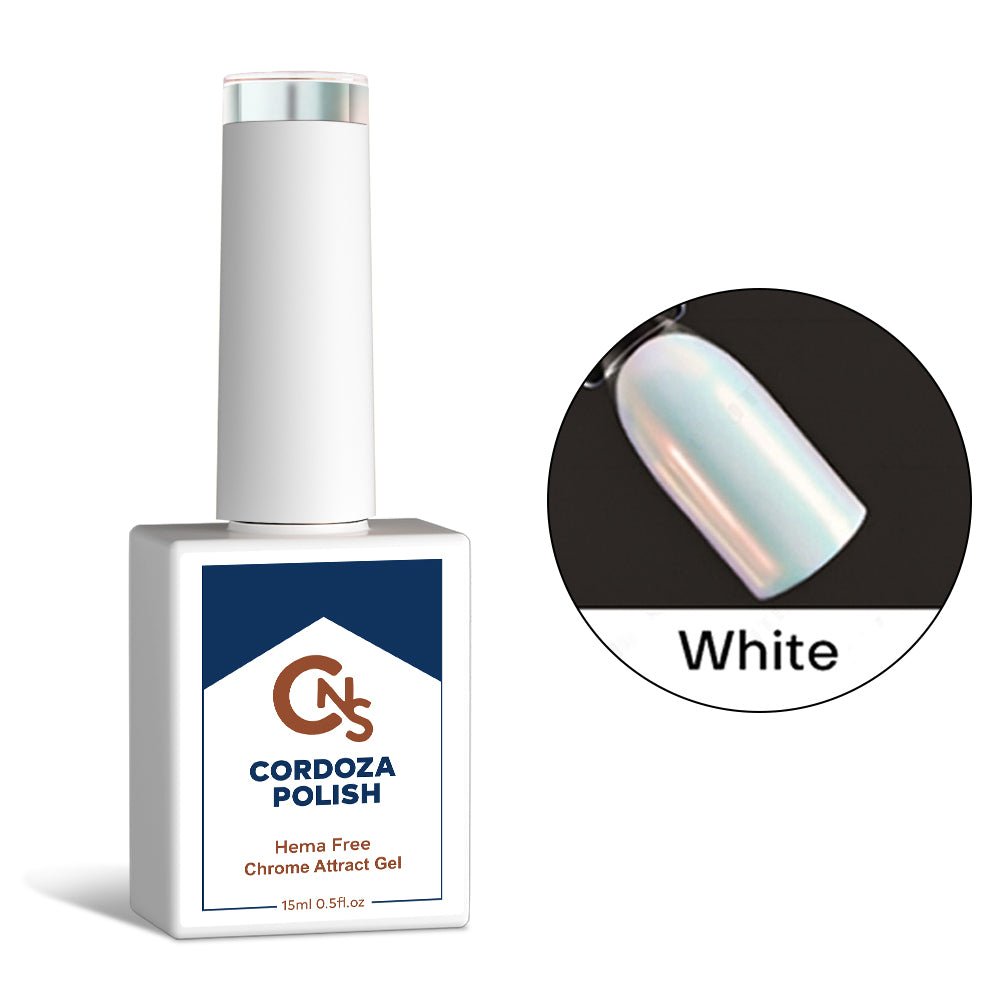 White Chrome Attract - CNS Hema Free Gel - Cordoza Nail Supply